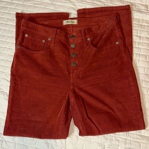 Madewell Cali Demi Boot Button Fly Corduroy Pants Rust Women’s 29